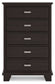 Covetown - Five Drawer Chest - Dark Brown