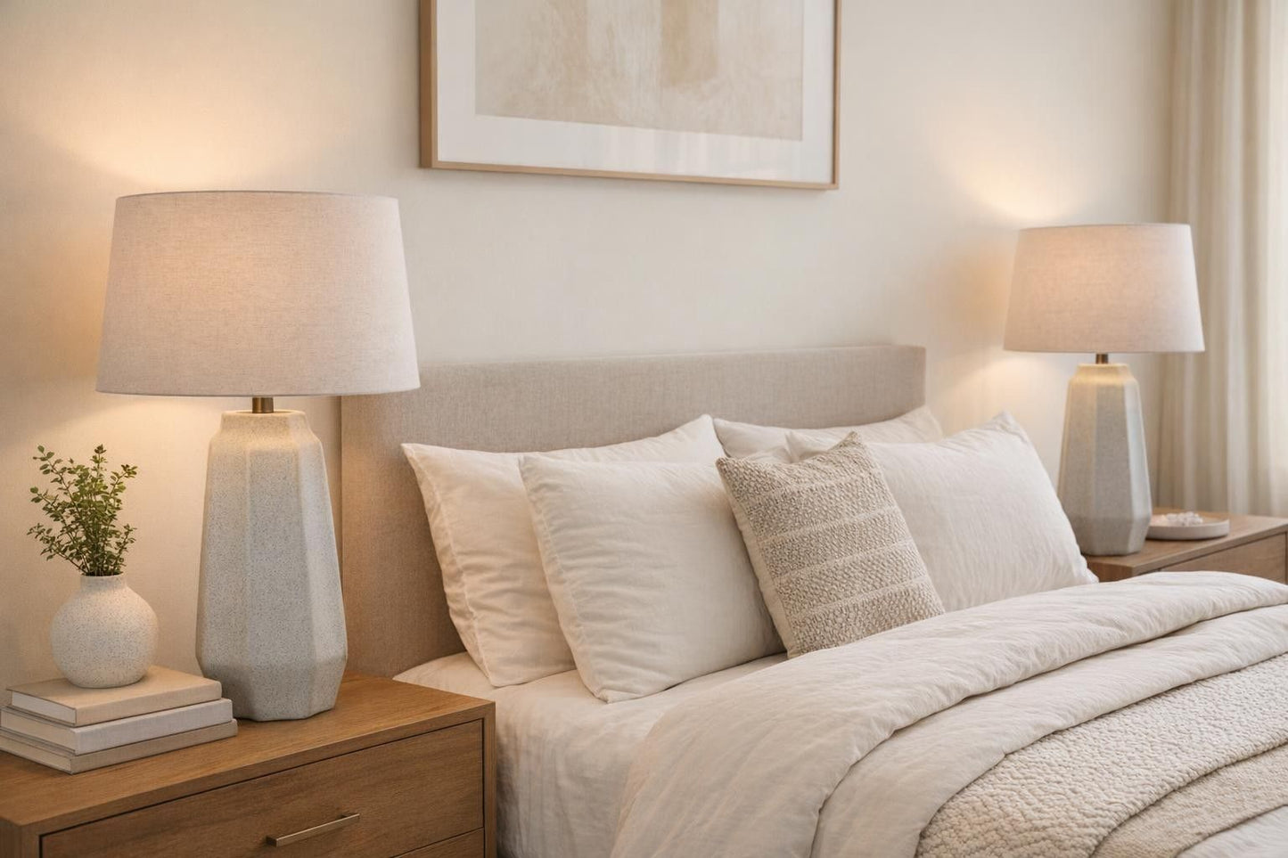 Speckled Stone Ceramic Table Lamp (Set of 2) - Speckled Soft Stone