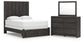 Fraluna - 3 Pc. - Queen Panel Storage Bed, Dresser And Mirror - Charcoal