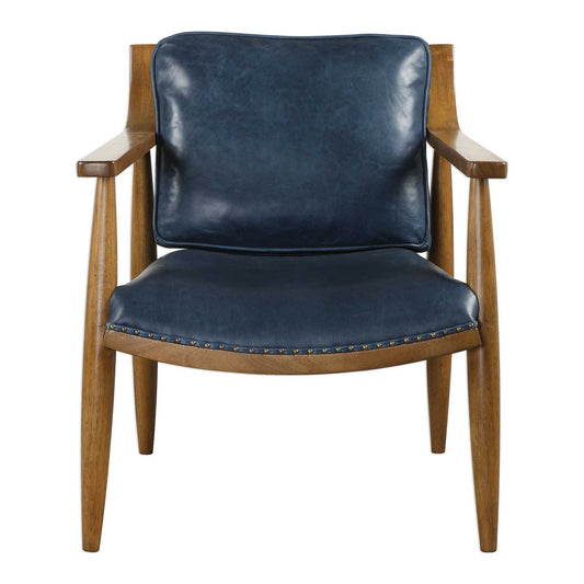 Dillian - Accent Chair - Blue / Woodtone