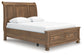 Feddinger - 3 Pc. - Queen Sleigh Storage Bed, Dresser And Mirror - Medium Brown