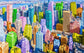 Colorful City (Framed) - Blue