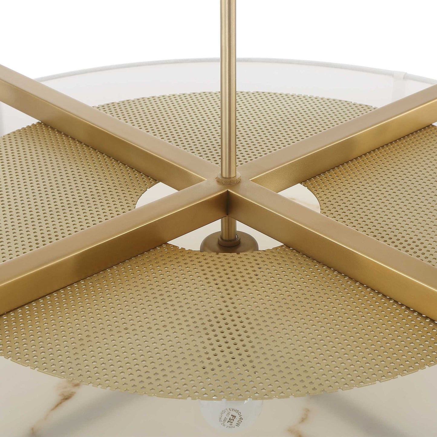 Cresson - 4 Light Drum Pendant - White / Gold