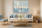 Gliding Sails - 56" x 70" Framed Wall Art - Blue
