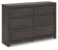 Fraluna - Six Drawer Dresser - Charcoal