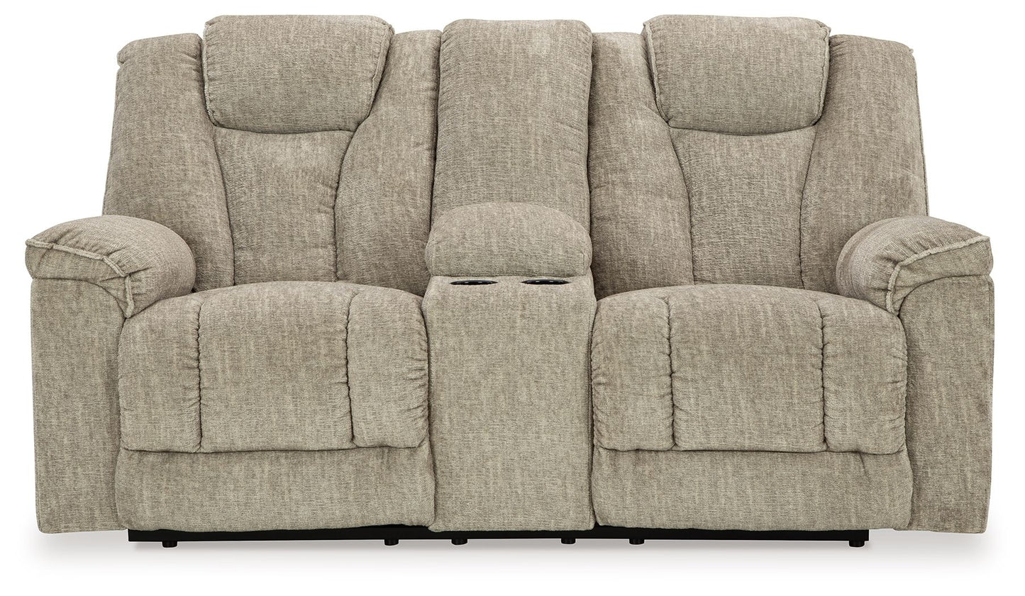 Hindmarsh - Power Reclining Loveseat with Console/ Adj Hdrst - Stone