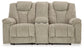 Hindmarsh - Power Reclining Loveseat with Console/ Adj Hdrst - Stone
