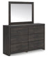 Hollivern - 4 Pc. - Twin Panel Storage Bed, Dresser, Mirror And Chest - Dark Gray