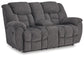 Foreside - Dbl Reclining Loveseat with Console - Charcoal