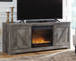 Wynnlow - 63" TV Stand With Glass/Stone Fireplace Insert - Gray