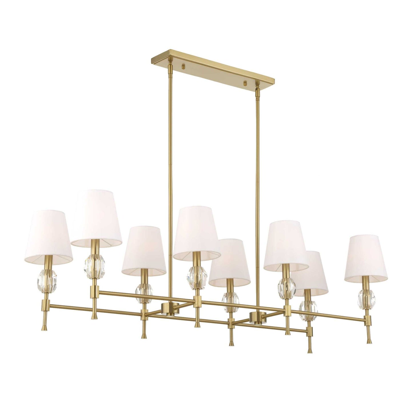 Arques - 8 Light Linear Chandelier - White / Gold