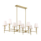Arques - 8 Light Linear Chandelier - White / Gold