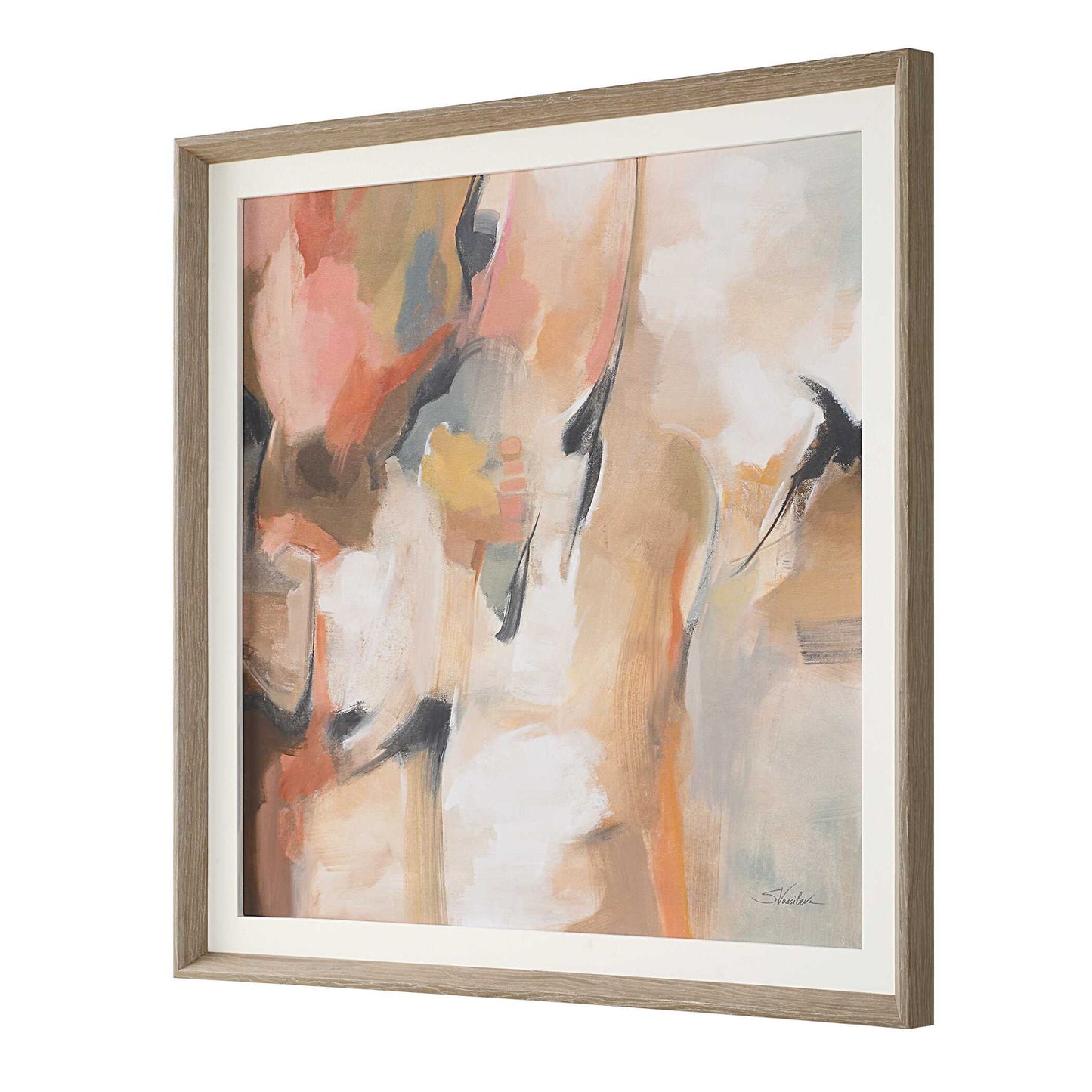 Uphill - Framed Abstract Print - Light Brown