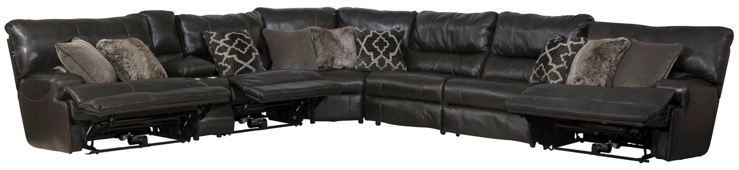 Como - 7 Piece Italian Leather Match Reclining Sectional