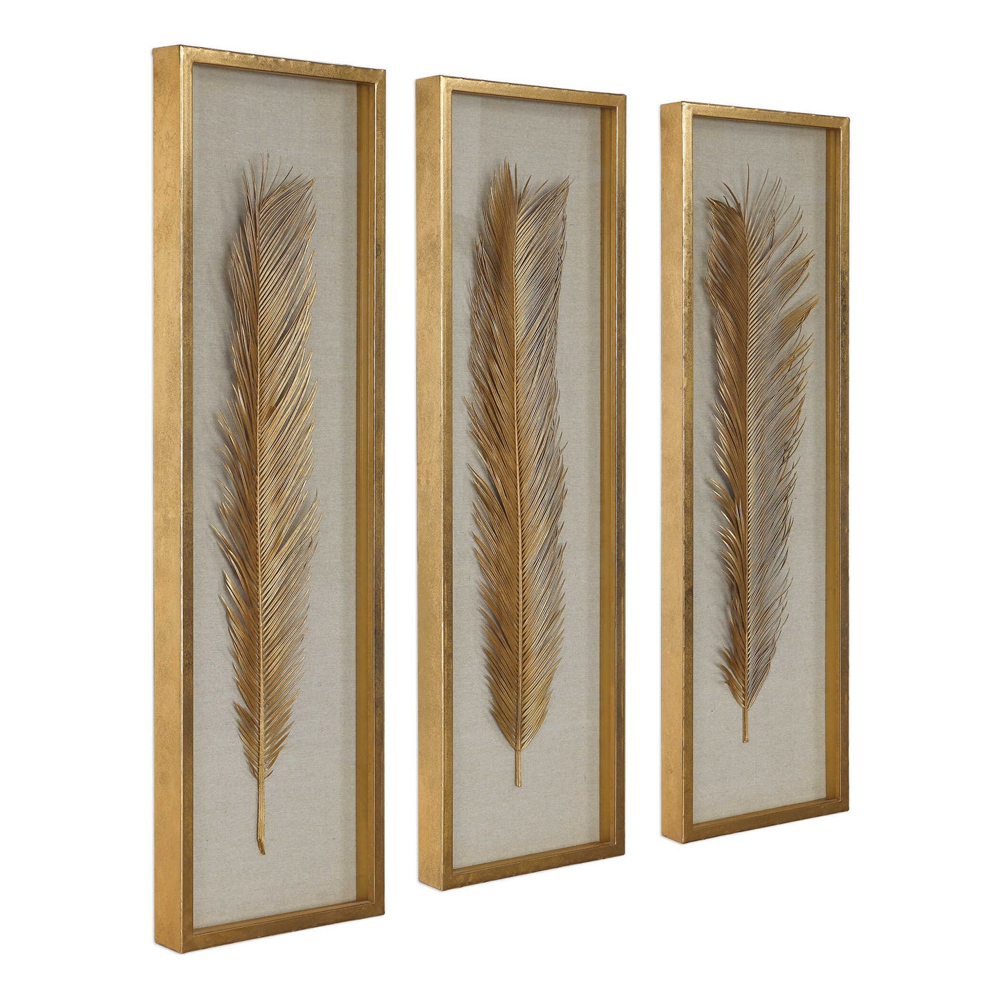 Palma - Leaf Shadow Box (Set of 3) - Gold