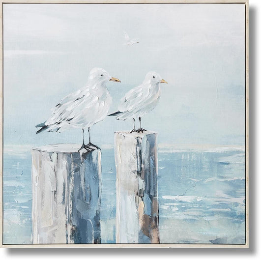 Coastal Gaze - 33" x 33" Framed Wall Art - Blue
