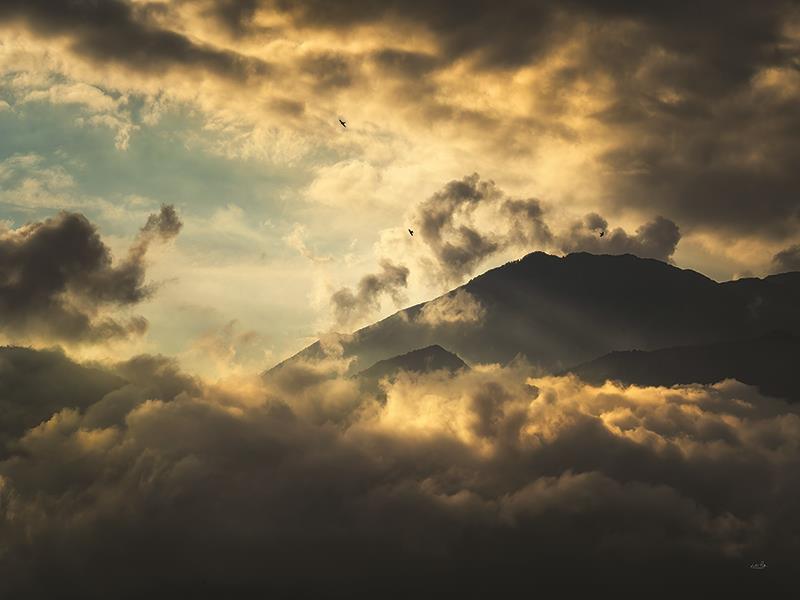 High In The Clouds By Martin Podt Photography (Framed) - Dark Gray
