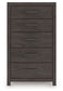 Prendonea - Five Drawer Chest - Charcoal