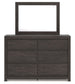 Fraluna - 3 Pc. - Queen Panel Storage Bed, Dresser And Mirror - Charcoal