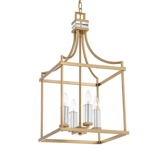 Montreal - 4 Light Brass Lantern Pendant - Gold