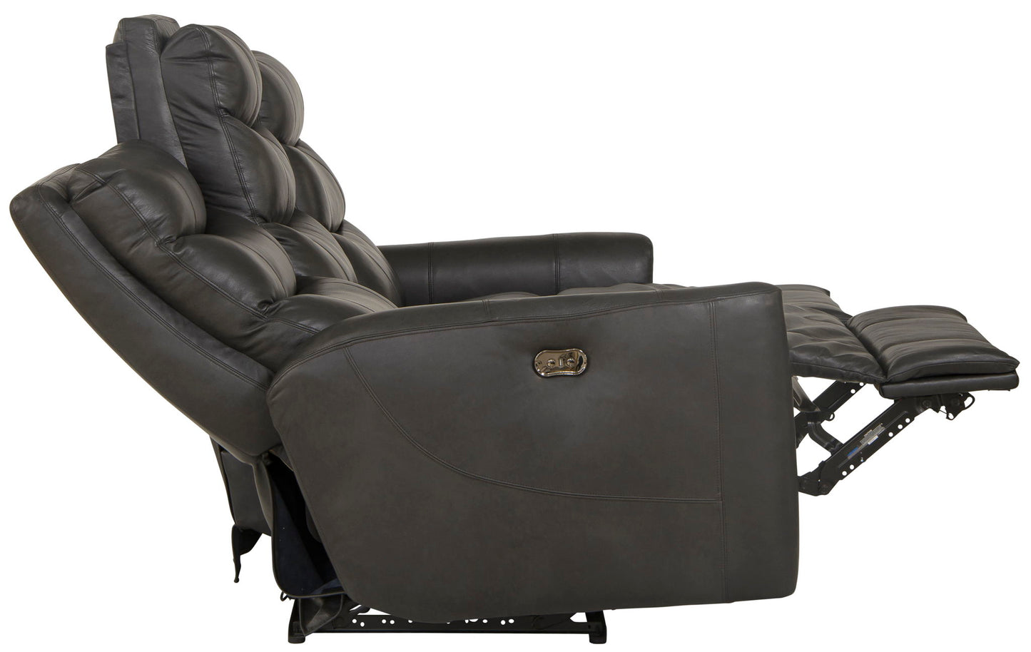 Bosa - Leather Power Reclining Sofa - Charcoal