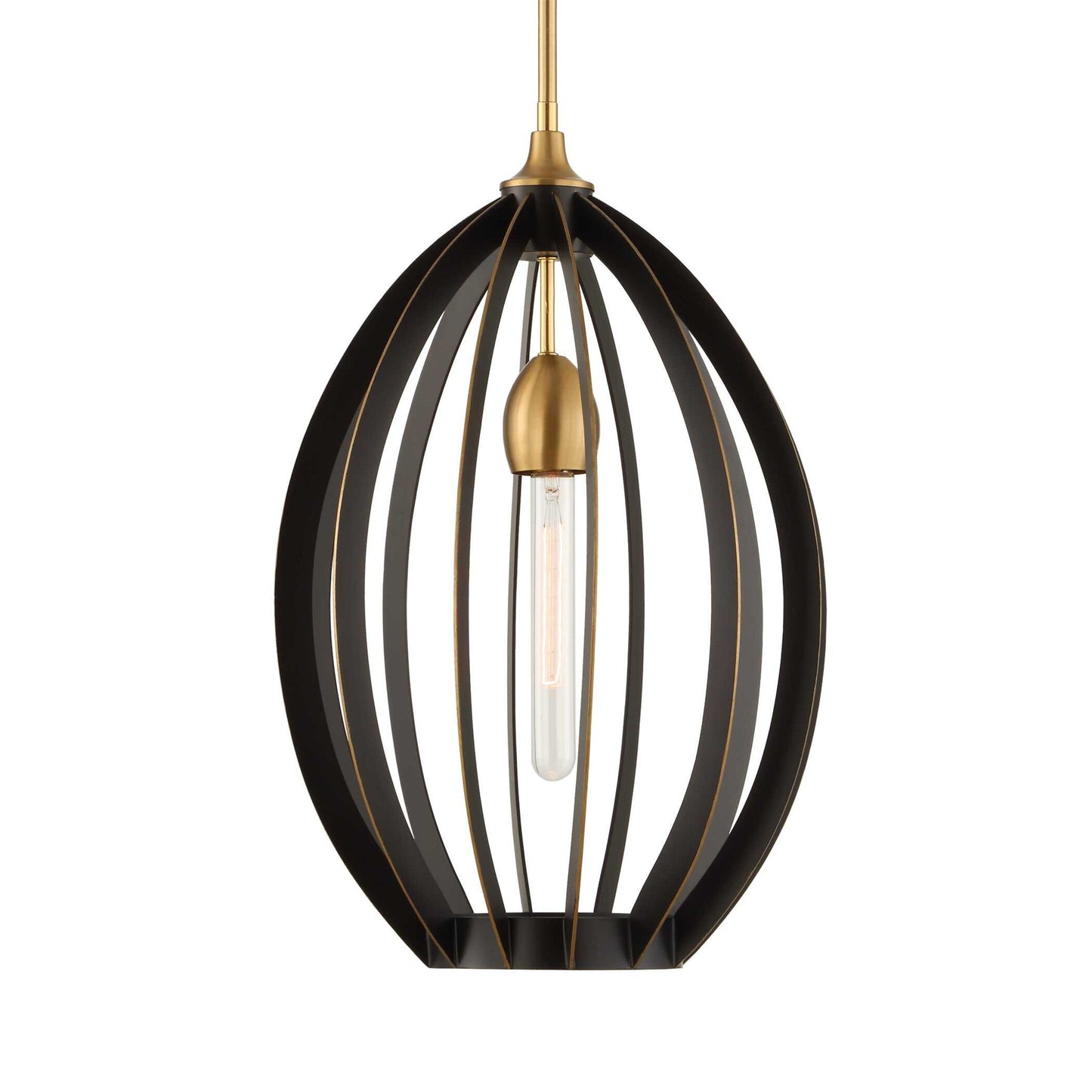 Darby - 1 Light Architectural Oval Pendant - Bronze / Black