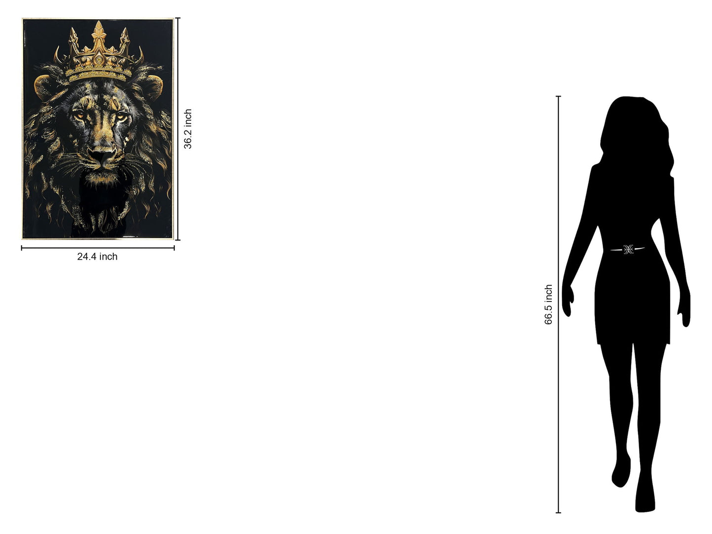 Crowned Noir I Gloss Canvas With Glitter In Frame - Black / Gold