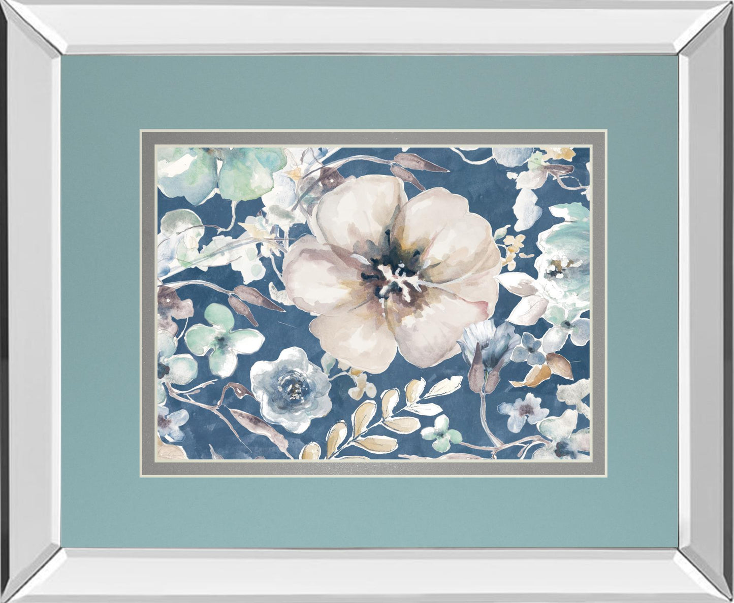 Indigo Beautiful II Mirror Framed By PatriciaPinto - Light Blue