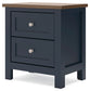 Landocken - Two Drawer Night Stand - Brown / Blue