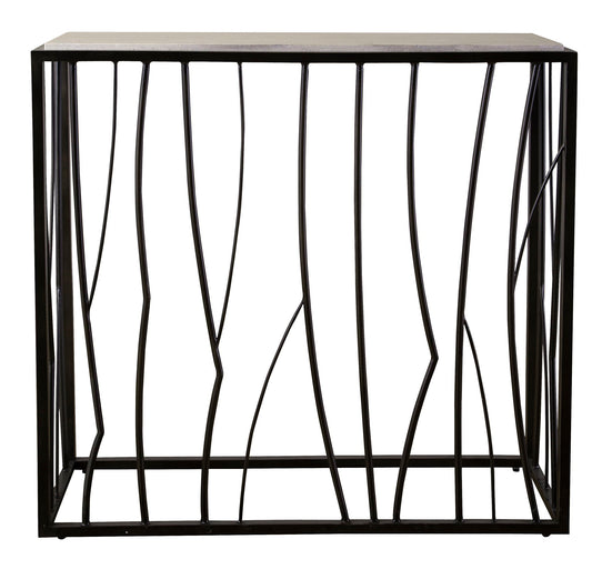 Reed - Travertine Console Table - Black & Light Brown