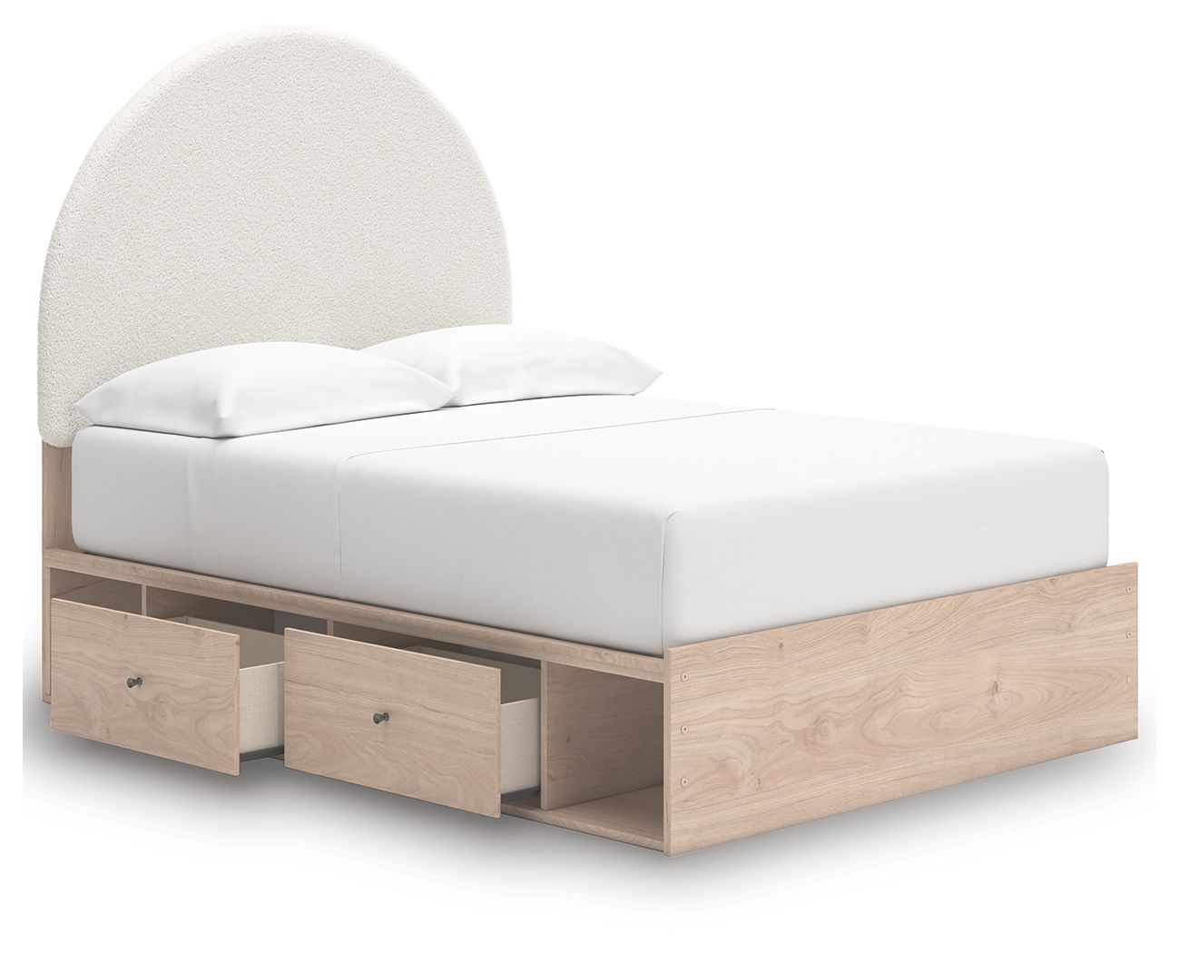 Arloster - 4 Pc. - Full Panel Storage Bed, Dresser, Mirror And Nightstand - Tan