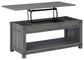 Freedan - Rect Lift Top Cocktail Table - Grayish Brown