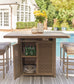 Walton Bridge - 5 Pc. - Square Bar Table W/Fire Pit, 4 Barstools - Driftwood