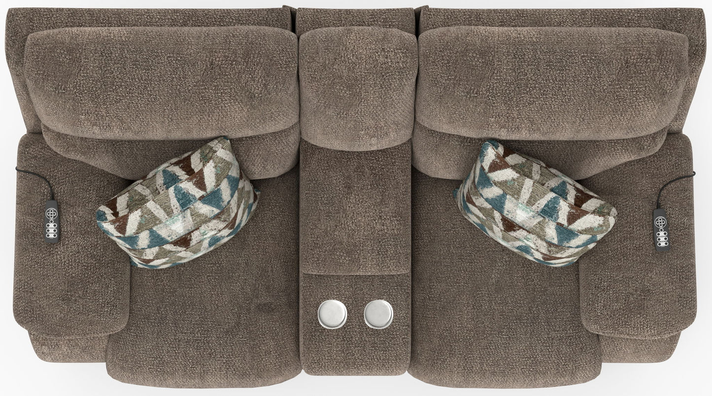 Joya - Power Zero Gravity Reclining Console Loveseat With Power Adjustable Headrest And CR3 Heat/Massage/Lumbar/ZG - Mushroom