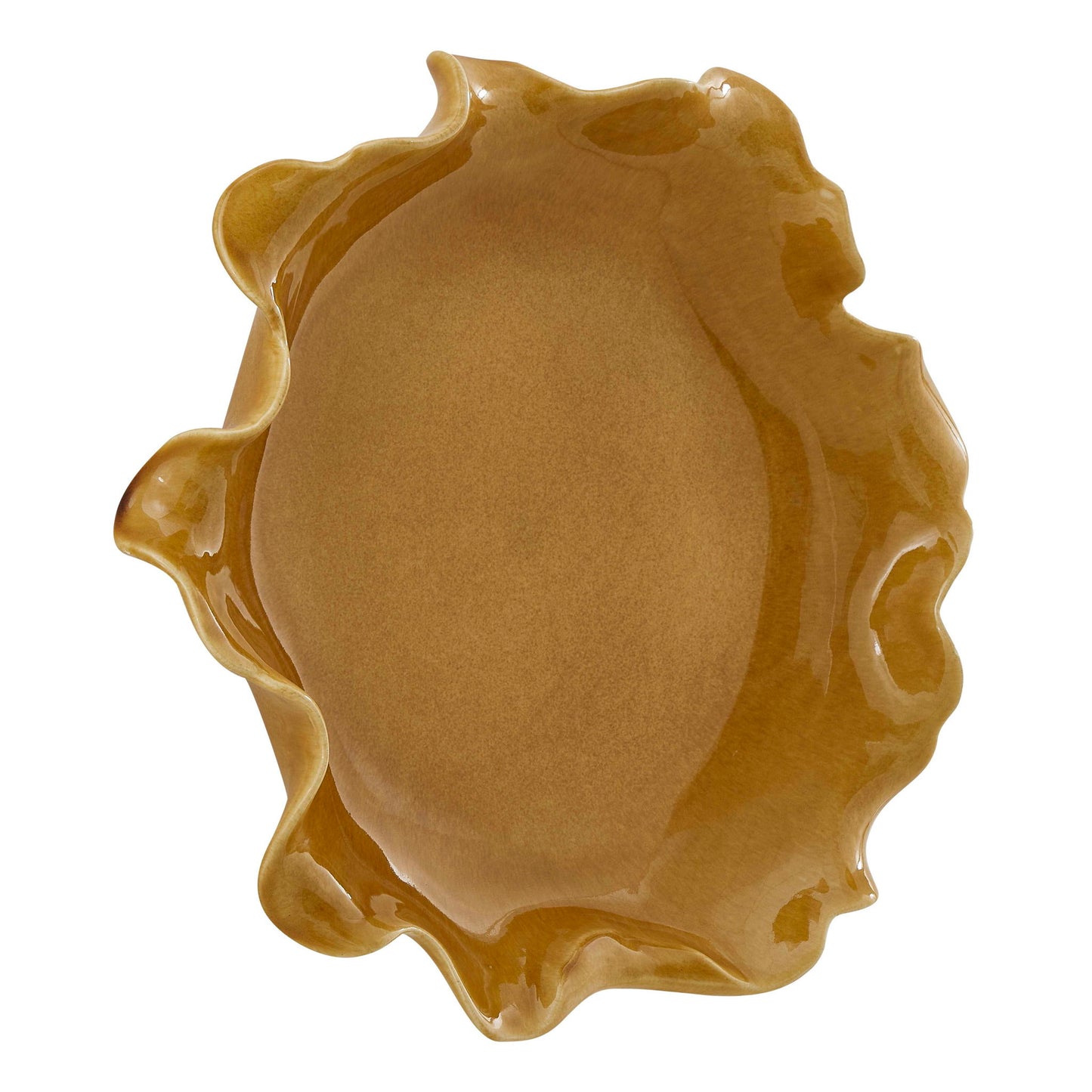 Golden Crest Ruffle - Indoor-Outdoor Bowl - Brown