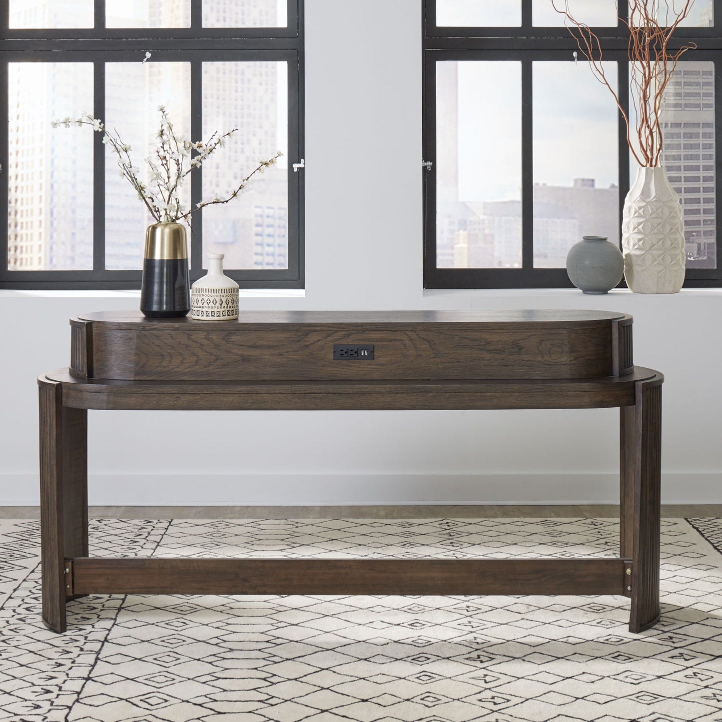 City View - 4 Piece Table Set (Console Bar Table & 3 Console Stools) - Coffee Bean