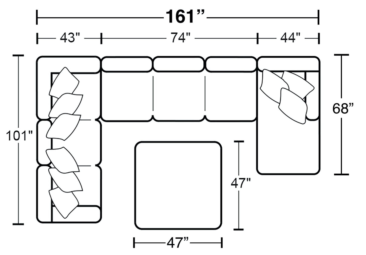 Glacier - Sectional With Cocktail Ottoman