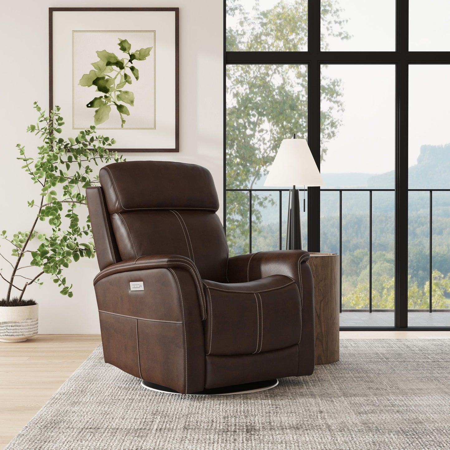 View - Power Swivel Recliner With Power Headrest