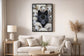 Midnight Among Sheep Gloss Canvas With Rocks In Frame - Black / White