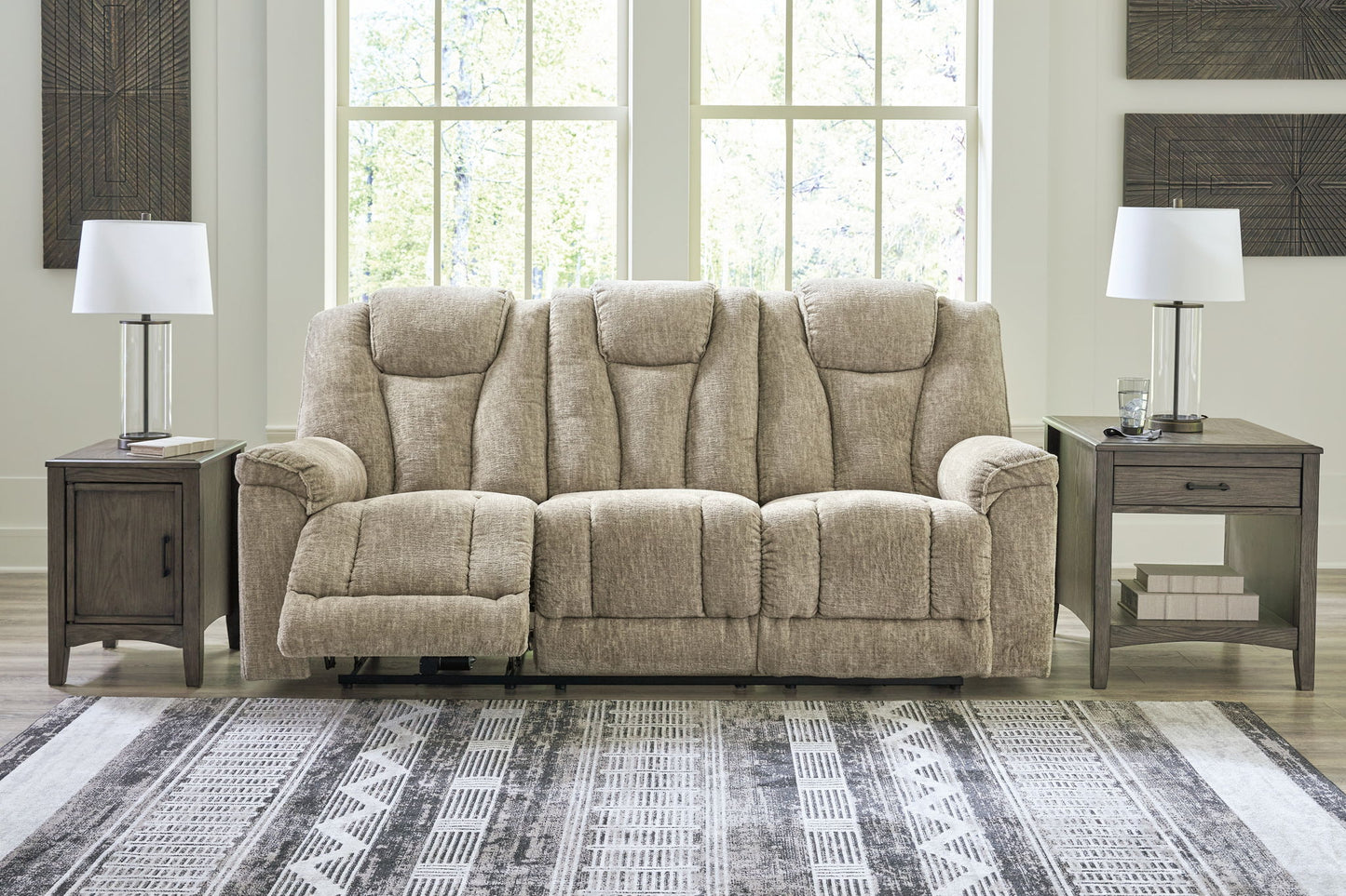 Hindmarsh - Power Reclining Sofa With Adj Headrest - Stone