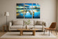 "Serene Reflection" Tempered Glass Triptych With Foil - Blue / Natural