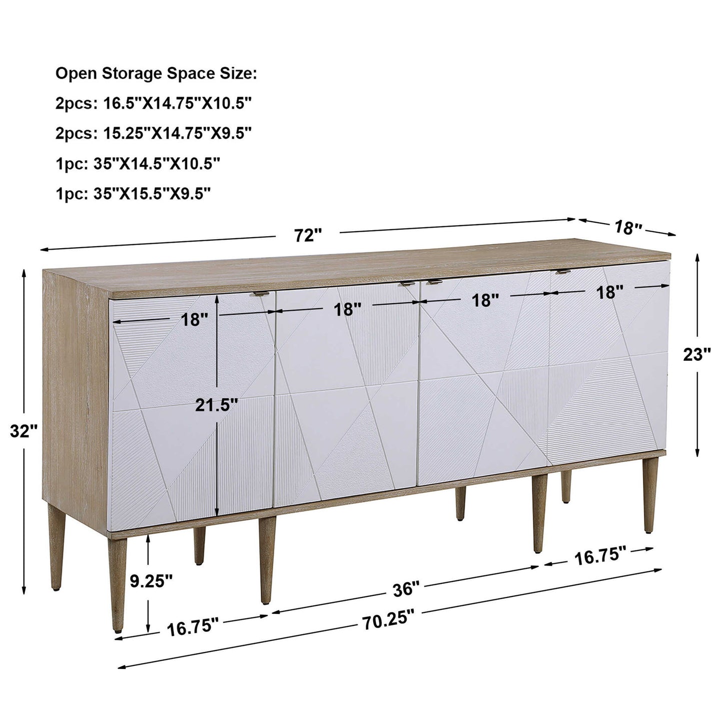 Tightrope - 4 Door Modern Sideboard Cabinet - White & Light Brown