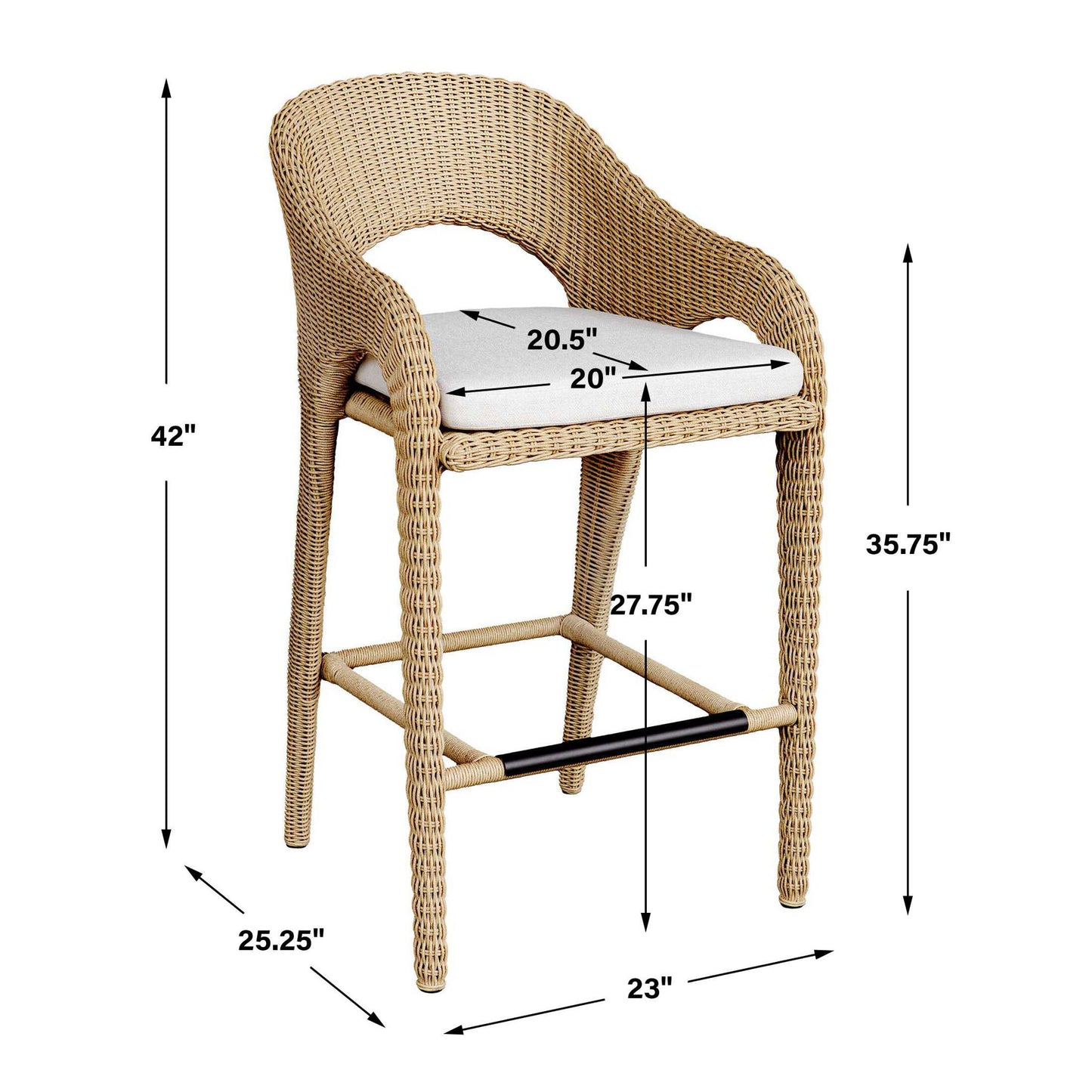 Kavali - Outdoor Wicker Barstool