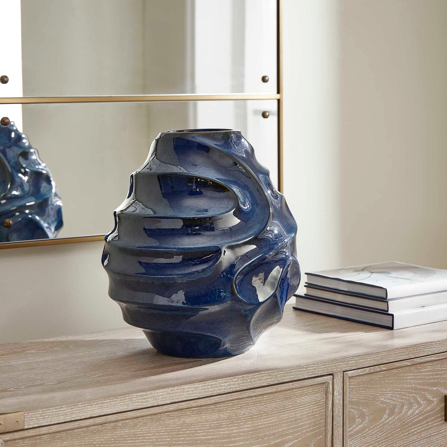 Helix Swirl - Outdoor Vase - Blue