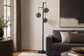 "Globe Cascade" Metal Floor Lamp With Glass Globes - Polished Chrome / Smoked Glass