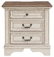 Realyn - Three Drawer Night Stand - White / Brown / Beige