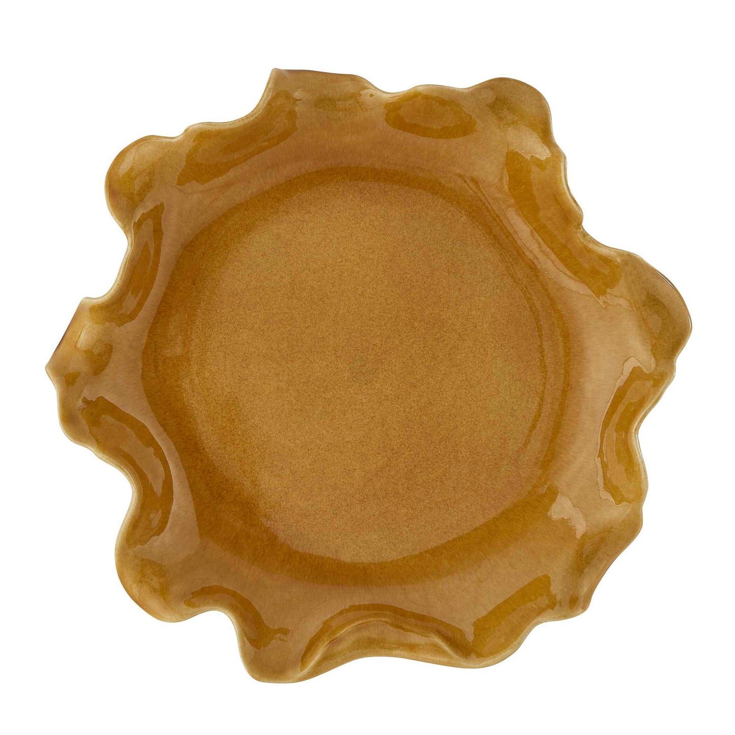 Golden Crest Ruffle - Indoor-Outdoor Bowl - Brown