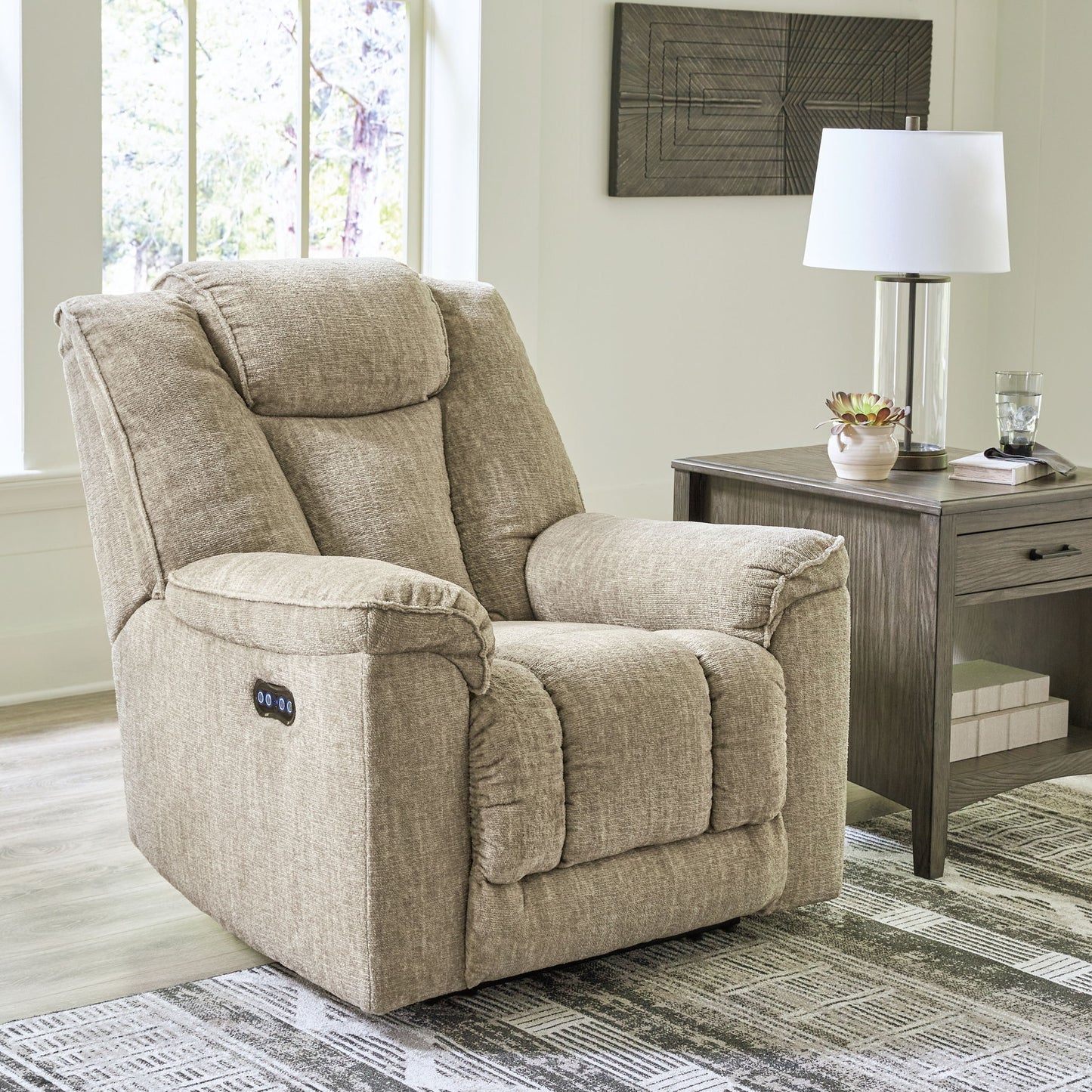 Hindmarsh - Power Recliner/ Adj Headrest - Stone