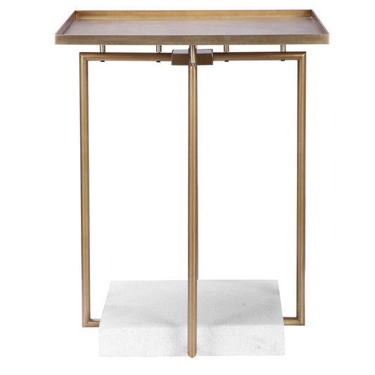 Square Deal Side Table - Brass / White