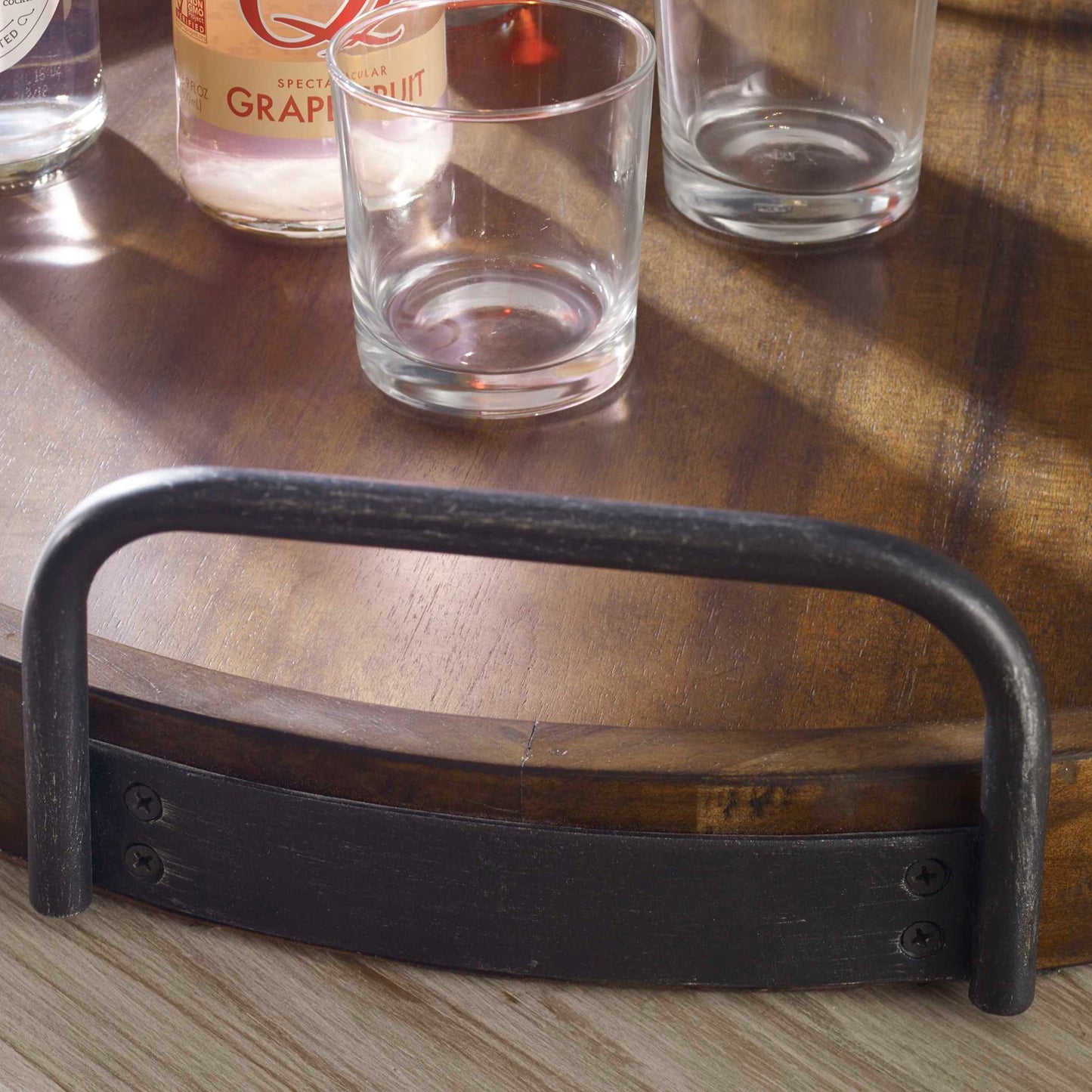 Reine - Round Wooden Tray - Dark Brown